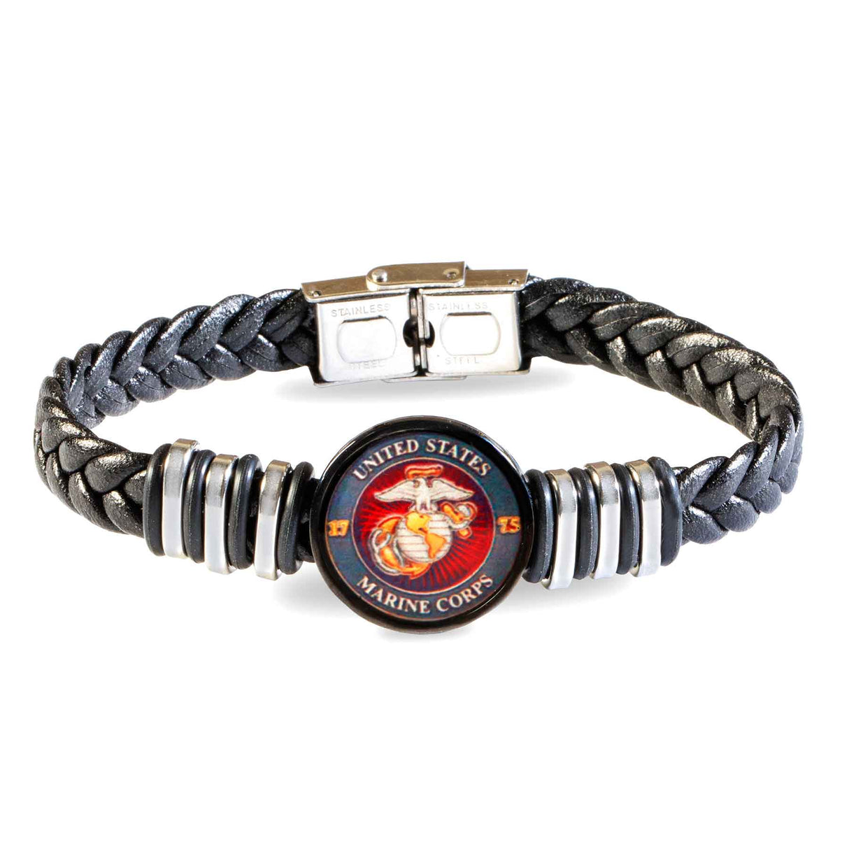 USMC Two-tone Braided Leather Bracelet - SGT GRIT