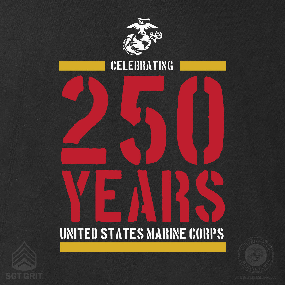 USMC Celebrating 250 Years Hoodie- Black - SGT GRIT