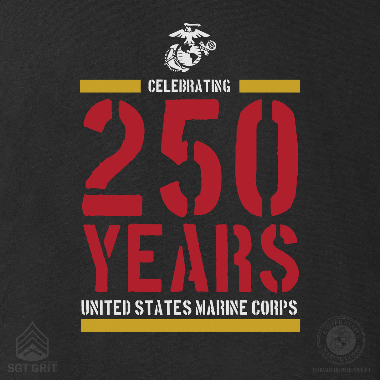 USMC Celebrating 250 Years Long Sleeve Shirt- Black - SGT GRIT