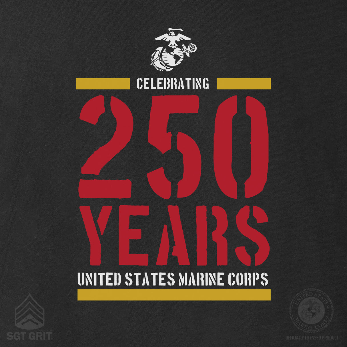 USMC Celebrating 250 Years Sweatshirt- Black - SGT GRIT