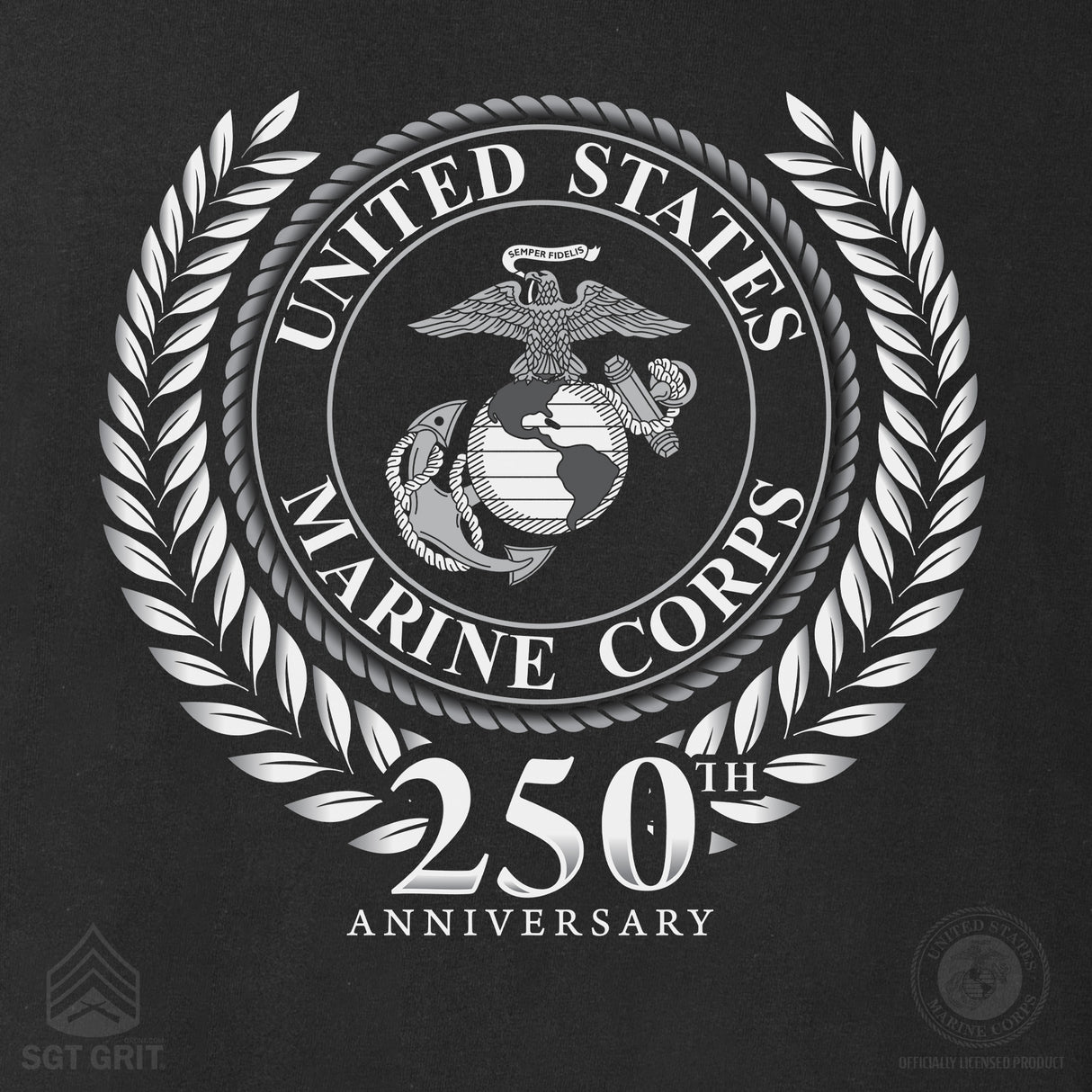 USMC 250th Anniversary Grayscale T-shirt - SGT GRIT