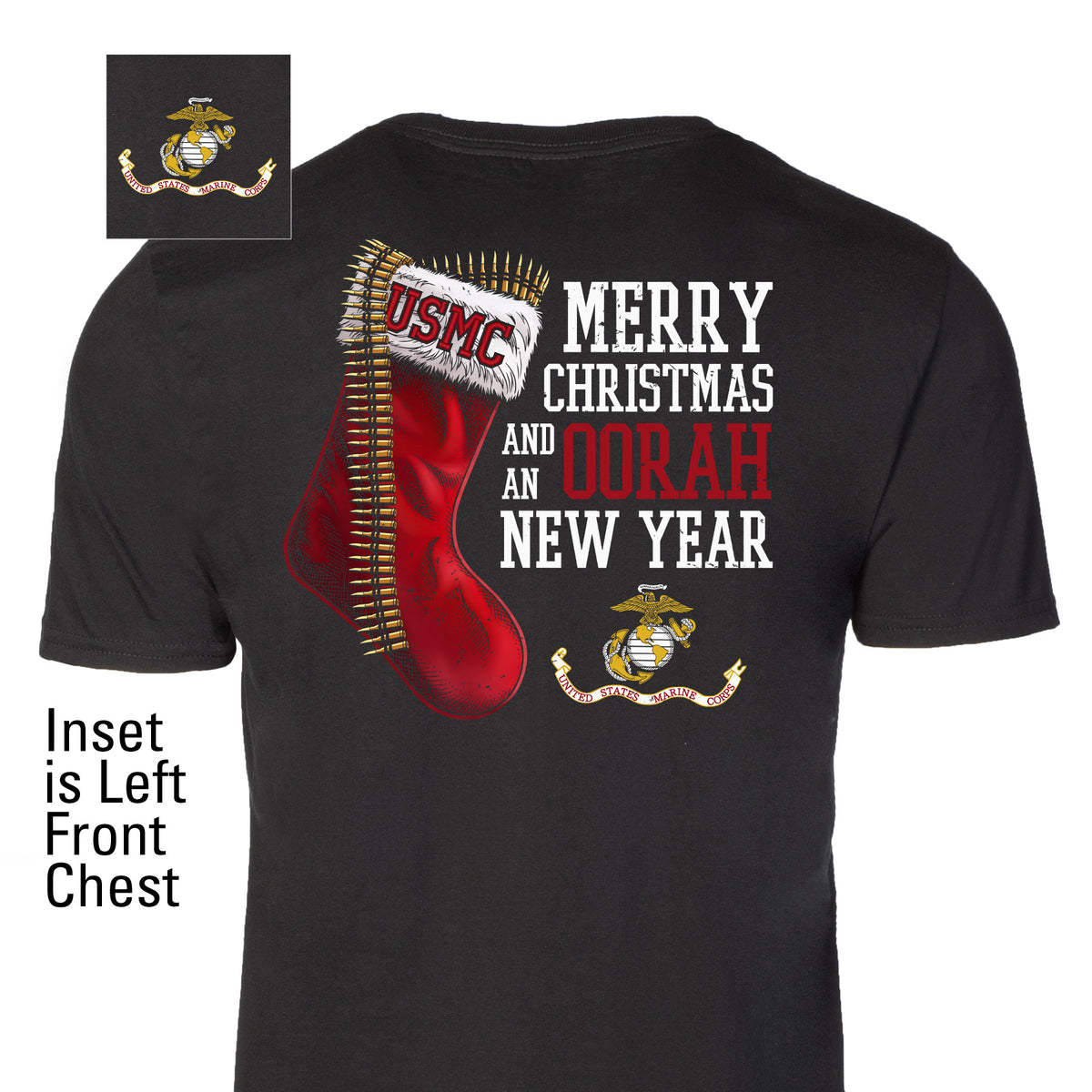 USMC Christmas Stocking T-Shirt- Left Chest - SGT GRIT