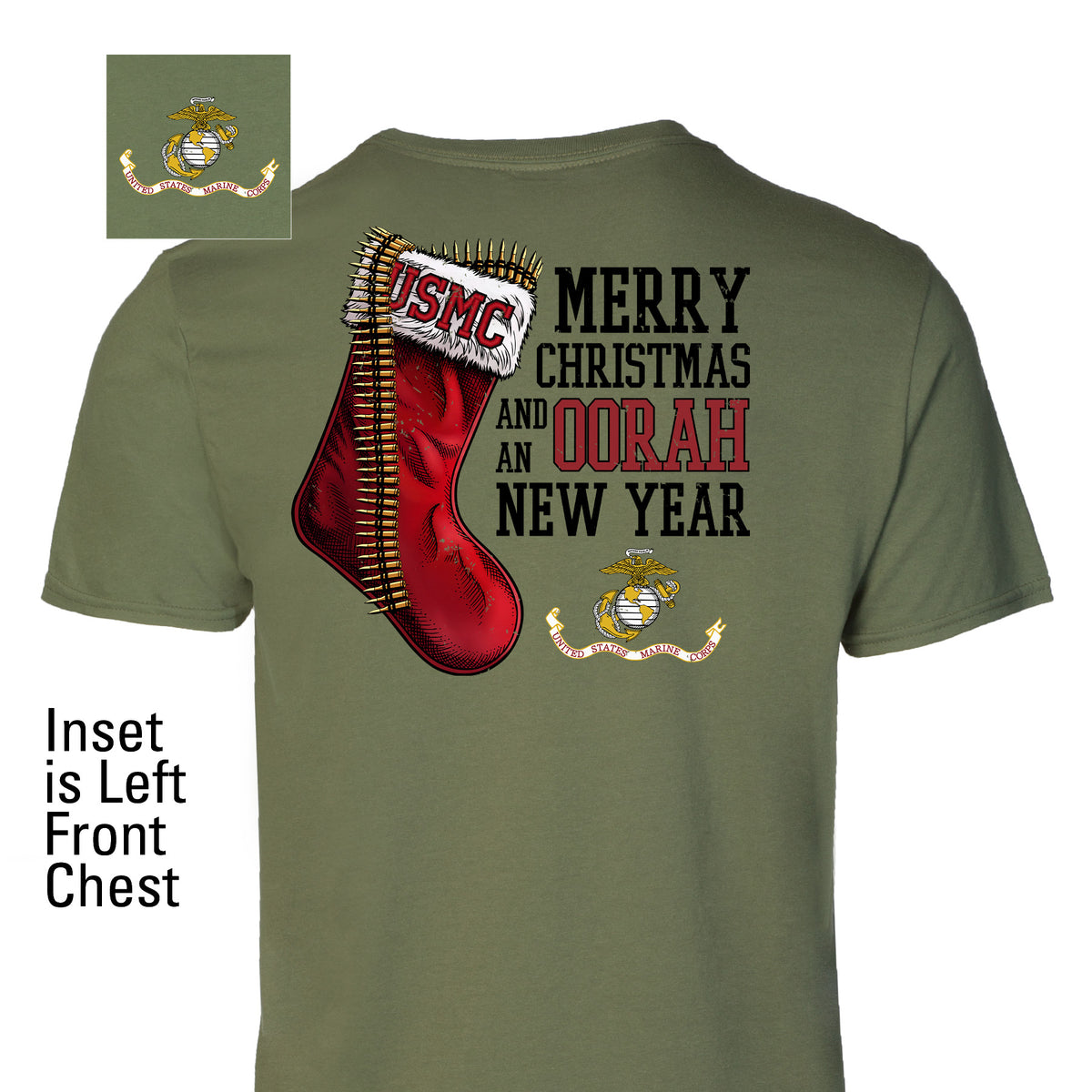 USMC Christmas Stocking T-Shirt- Left Chest - SGT GRIT