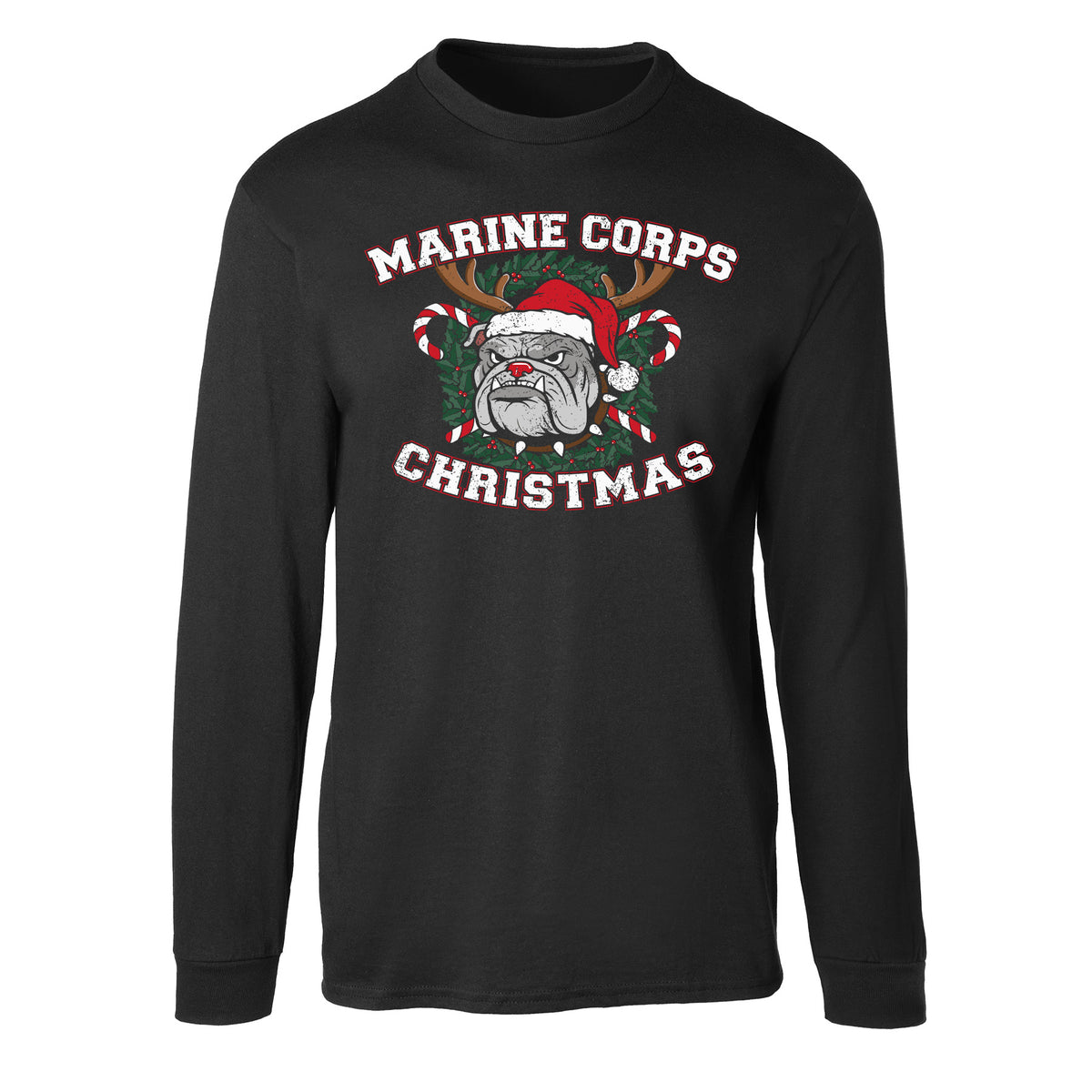 USMC Christmas Bulldog Long Sleeve T-Shirt - SGT GRIT