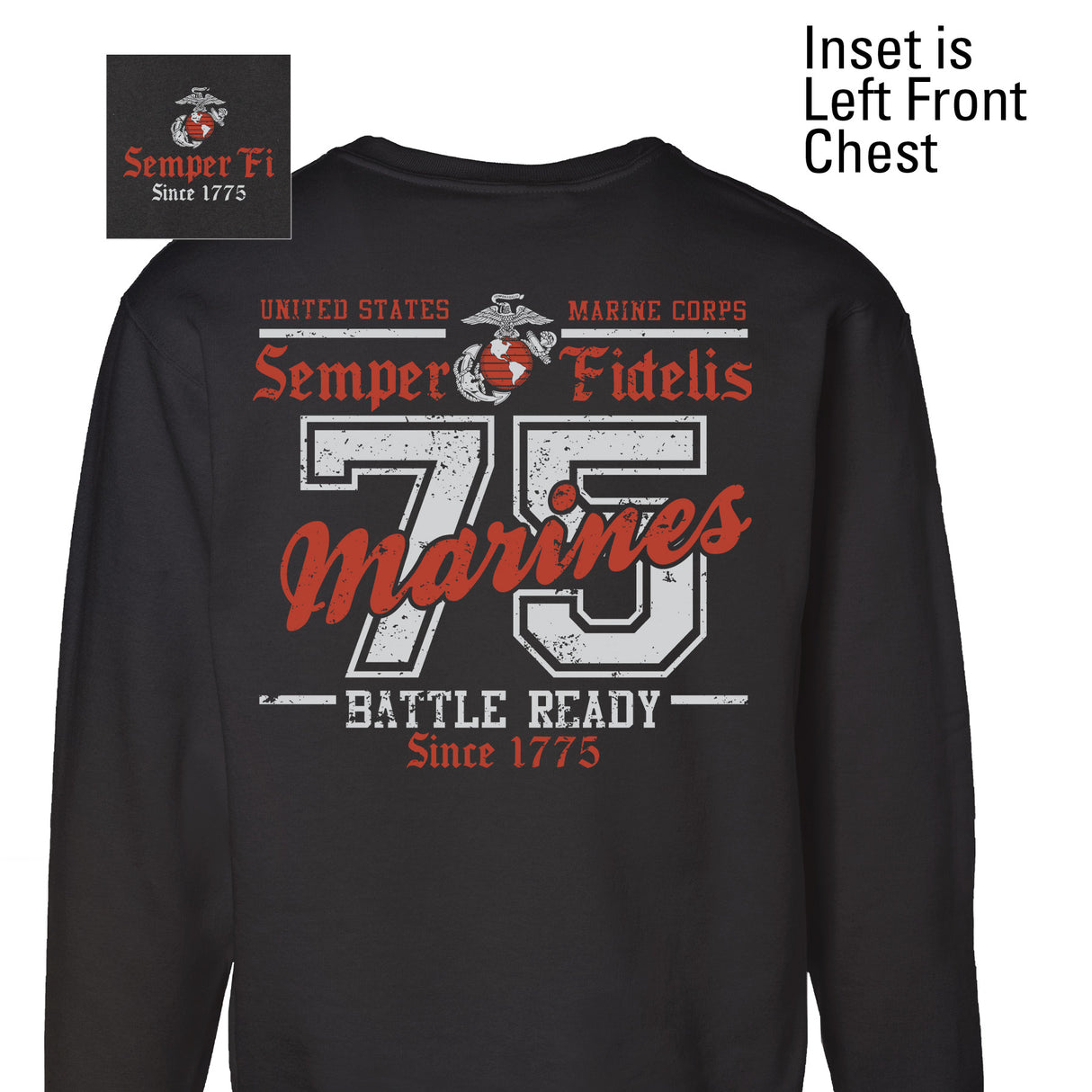 USMC Battle Ready ’75 Sweatshirt – Back Design - SGT GRIT