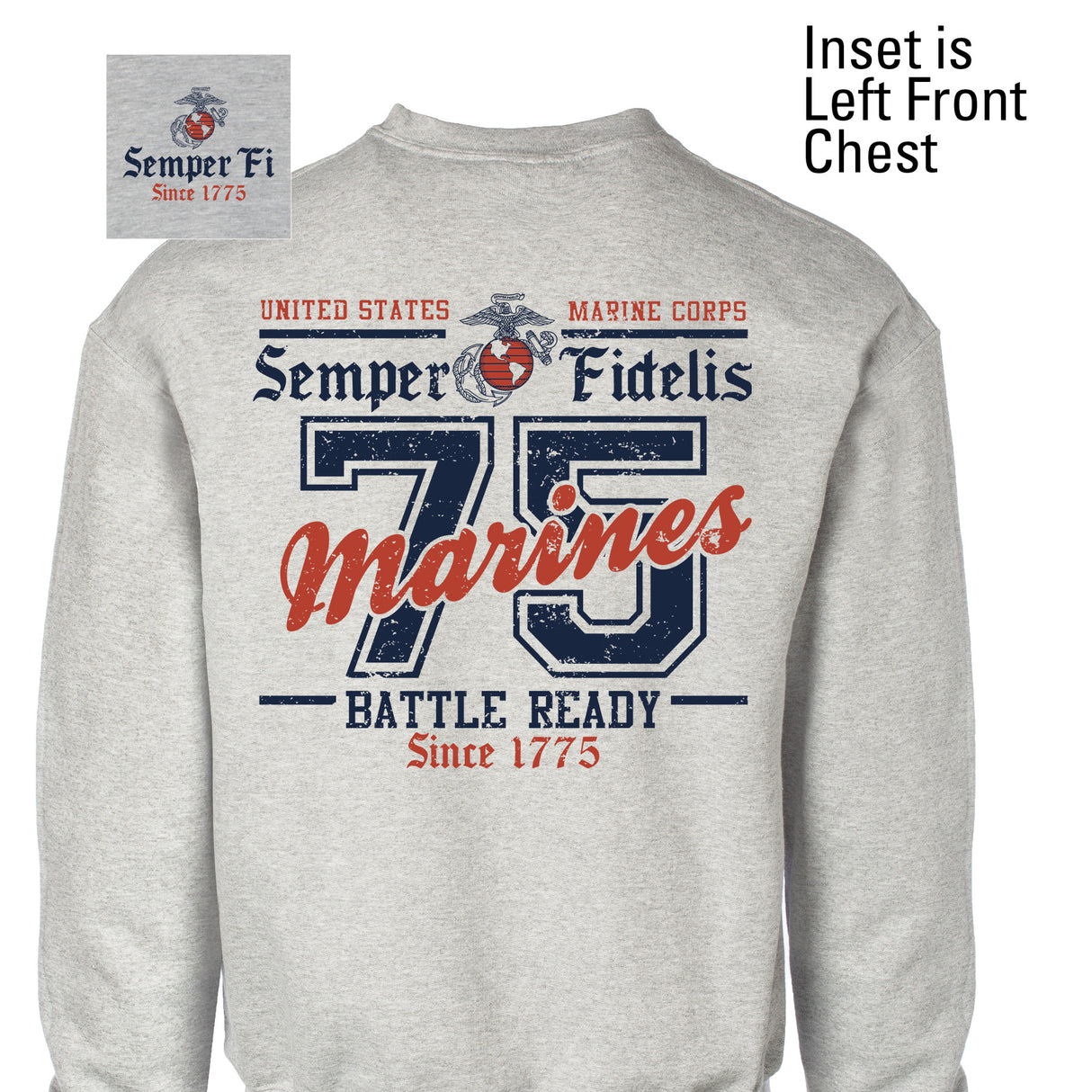 USMC Battle Ready ’75 Sweatshirt – Back Design - SGT GRIT