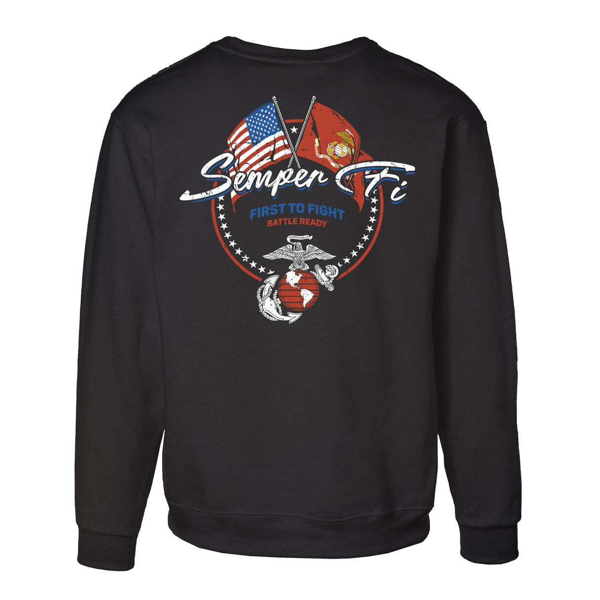 Semper Fi Crossed Flags Sweatshirt- Back Design - SGT GRIT