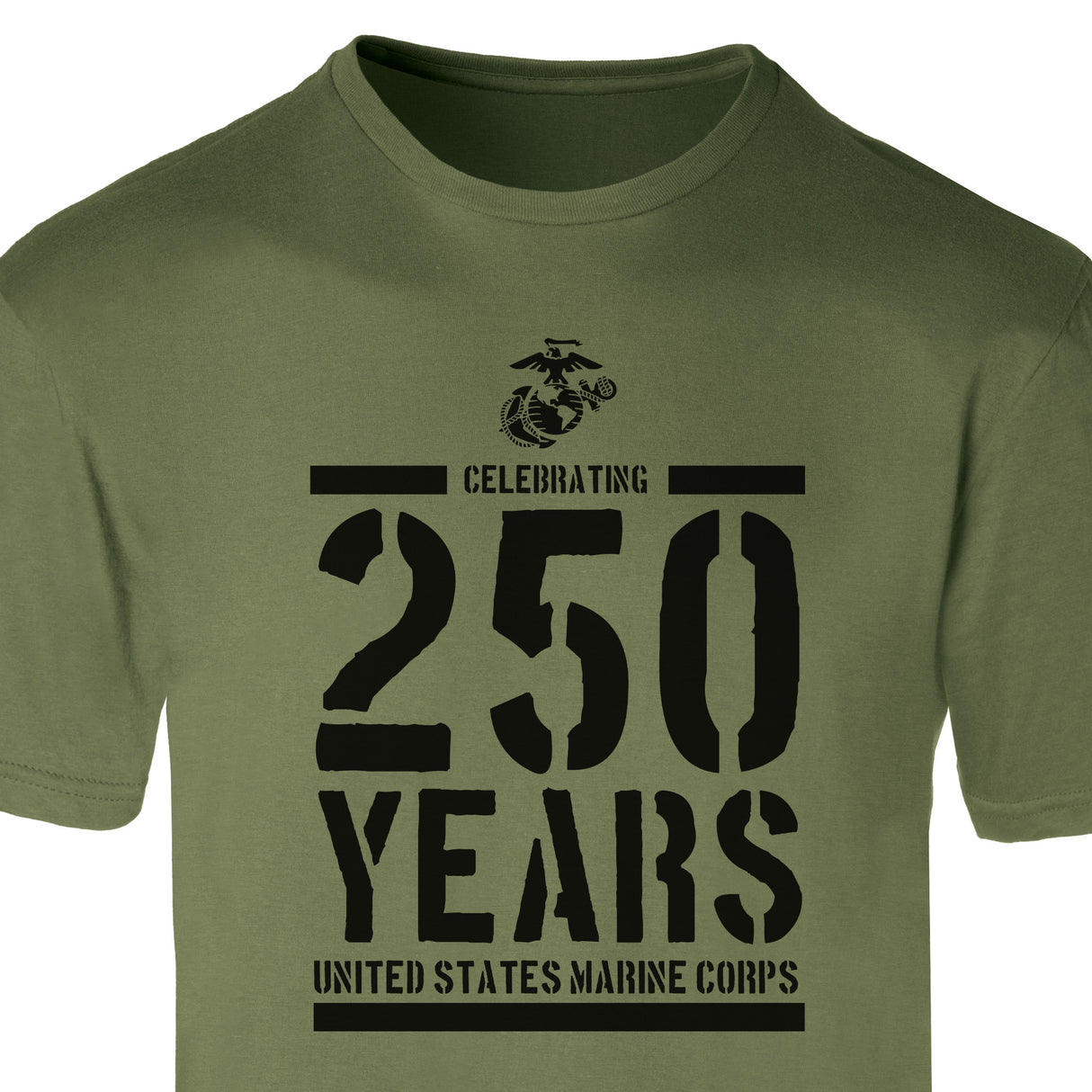 USMC Celebrating 250 Years T-Shirt- OD Green - SGT GRIT