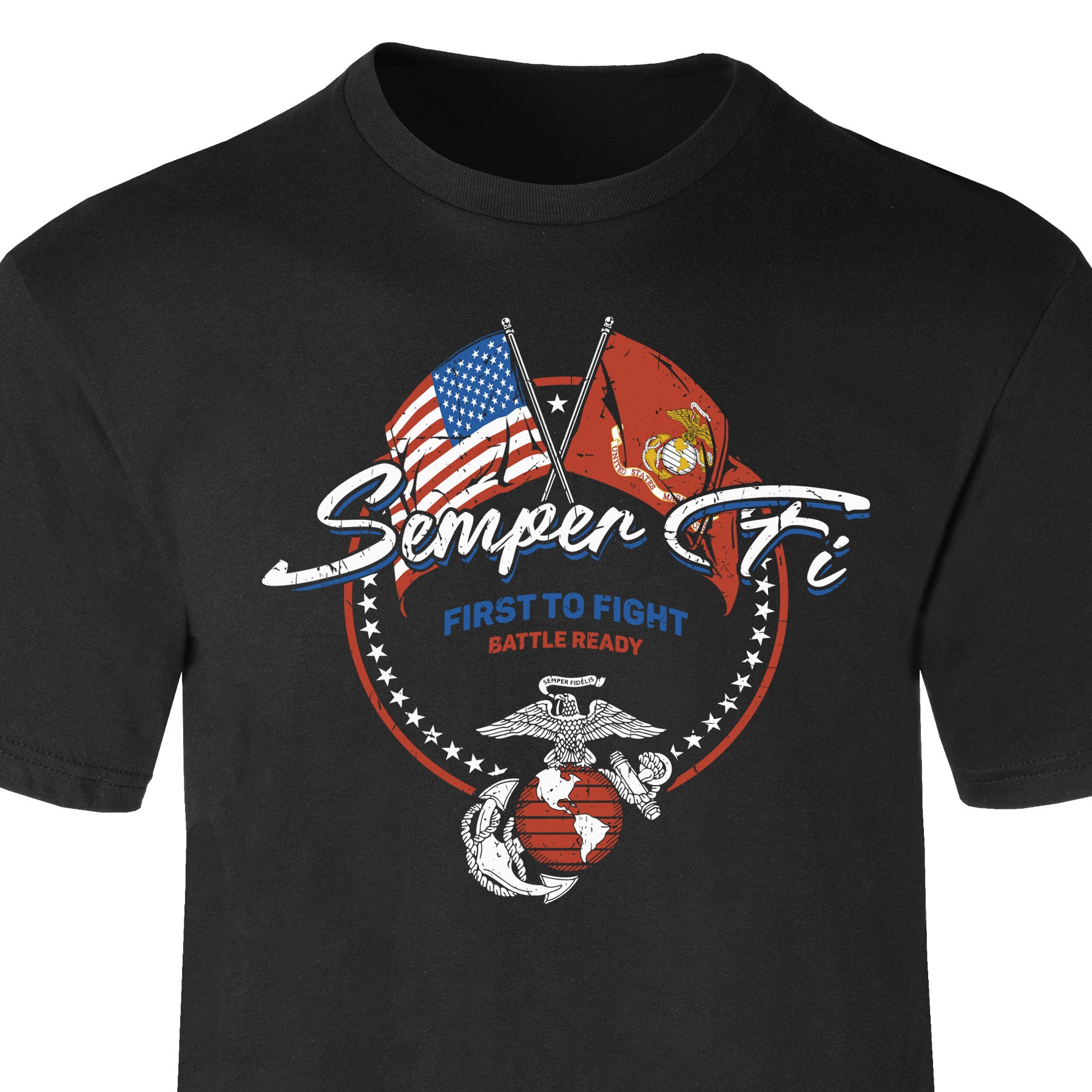 Semper Fi Crossed Flags T-Shirt | Official USMC Tee – SGT GRIT