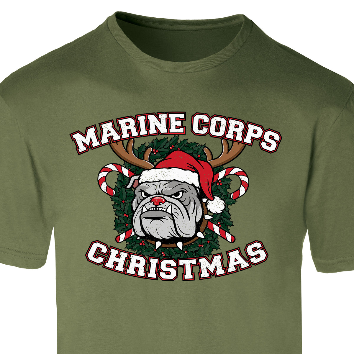 USMC Christmas Bulldog T-Shirt - SGT GRIT