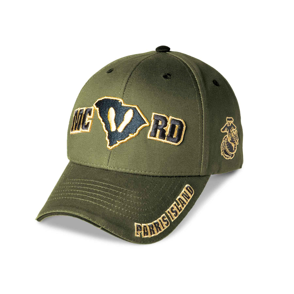 MCRD Parris Island Choose Your Rank/Logo Hat in OD Green - SGT GRIT