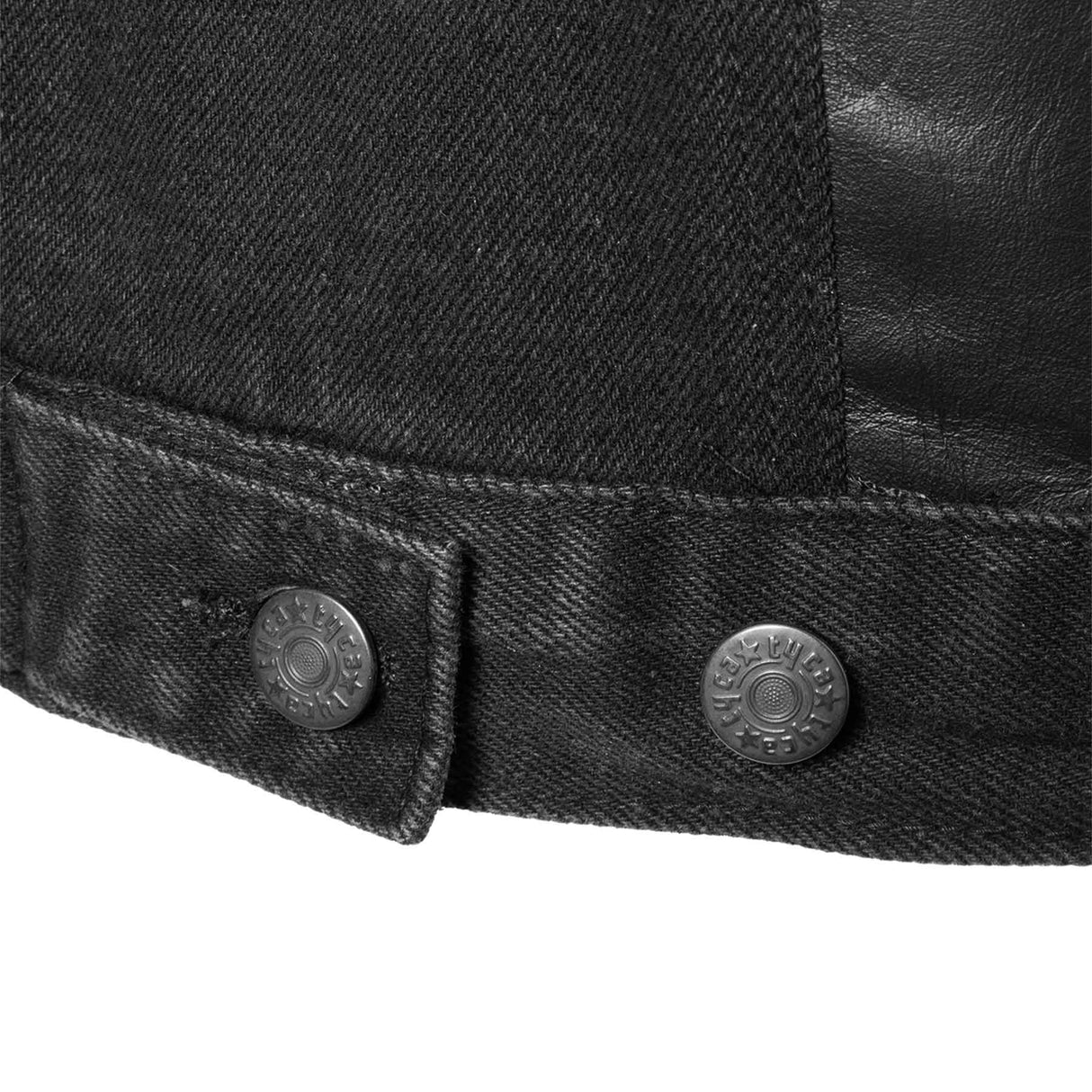 Embossed Black Denim Leather Jacket - SGT GRIT