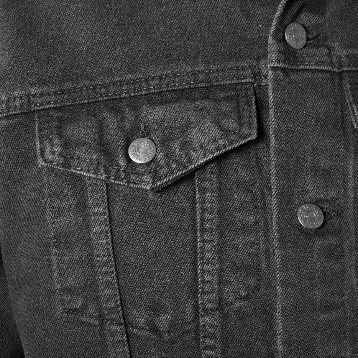 Embossed Black Denim Leather Jacket - SGT GRIT