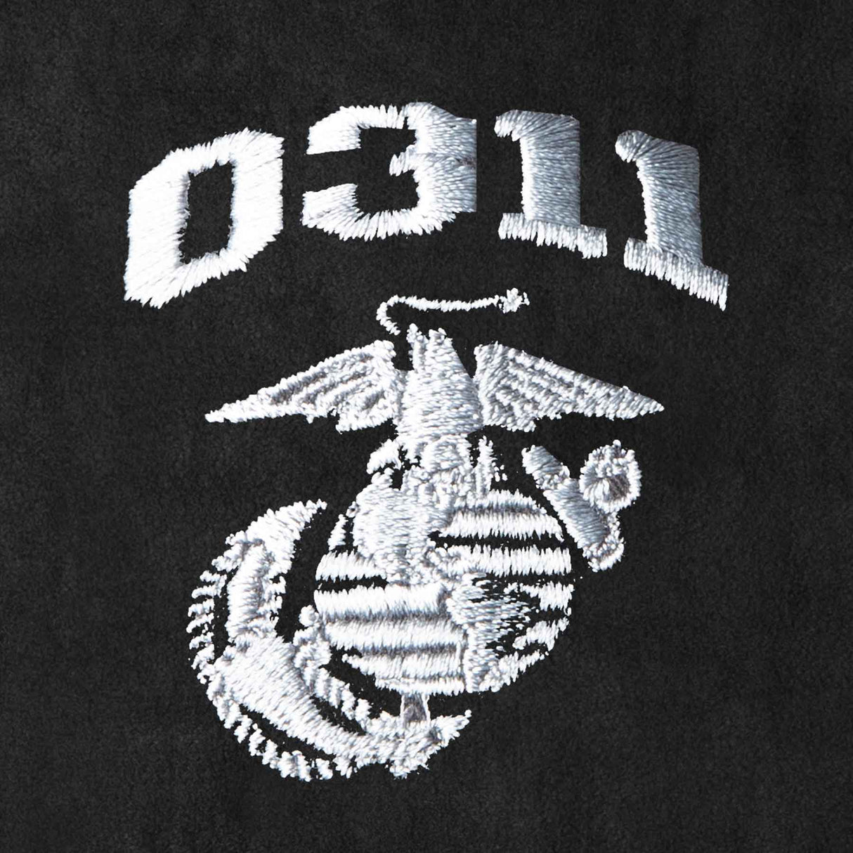 Marine Corps MOS Embroidered Fleece Full Zip - Black with Gray - SGT GRIT