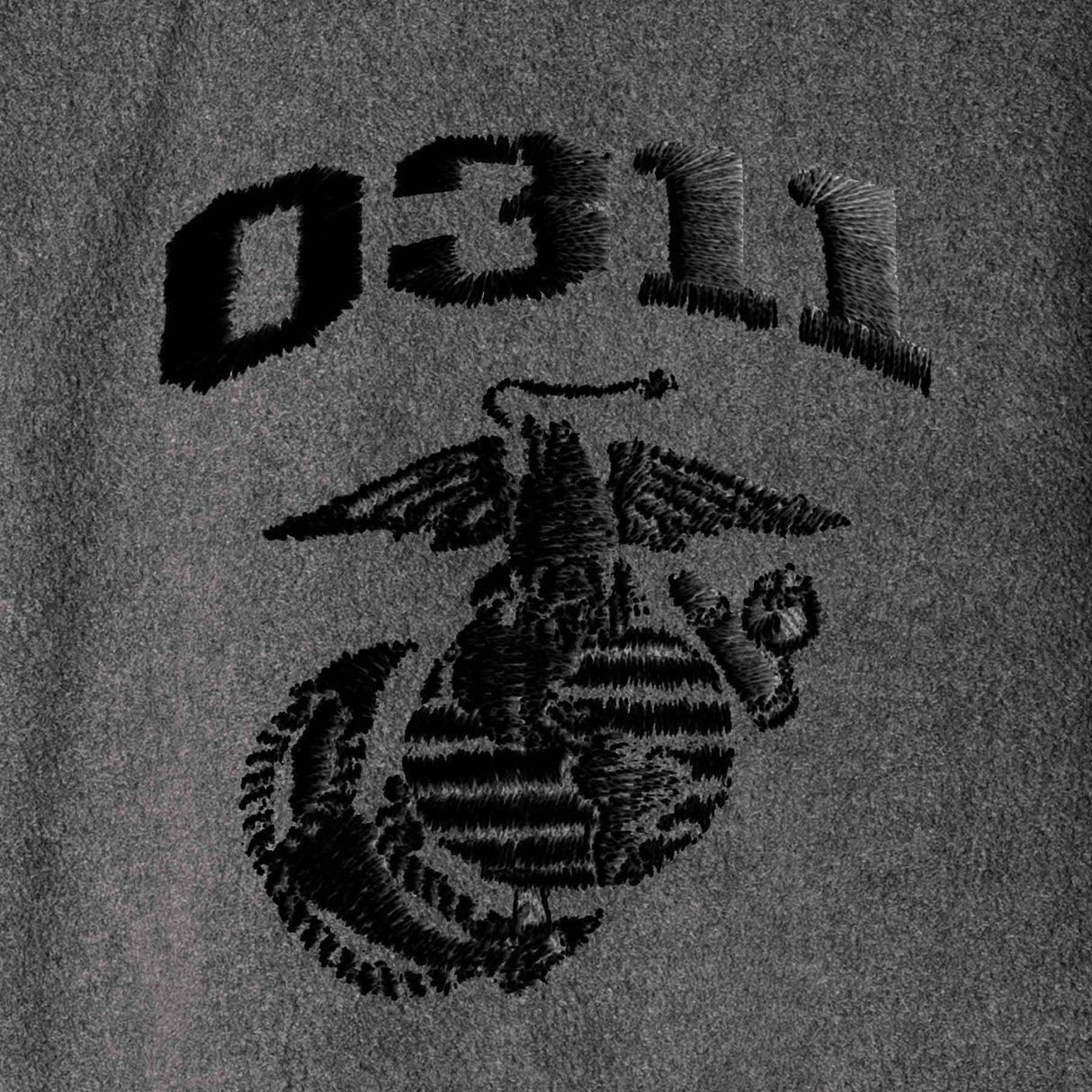 Marine Corps MOS Embroidered Fleece Full Zip - Gray with Black - SGT GRIT