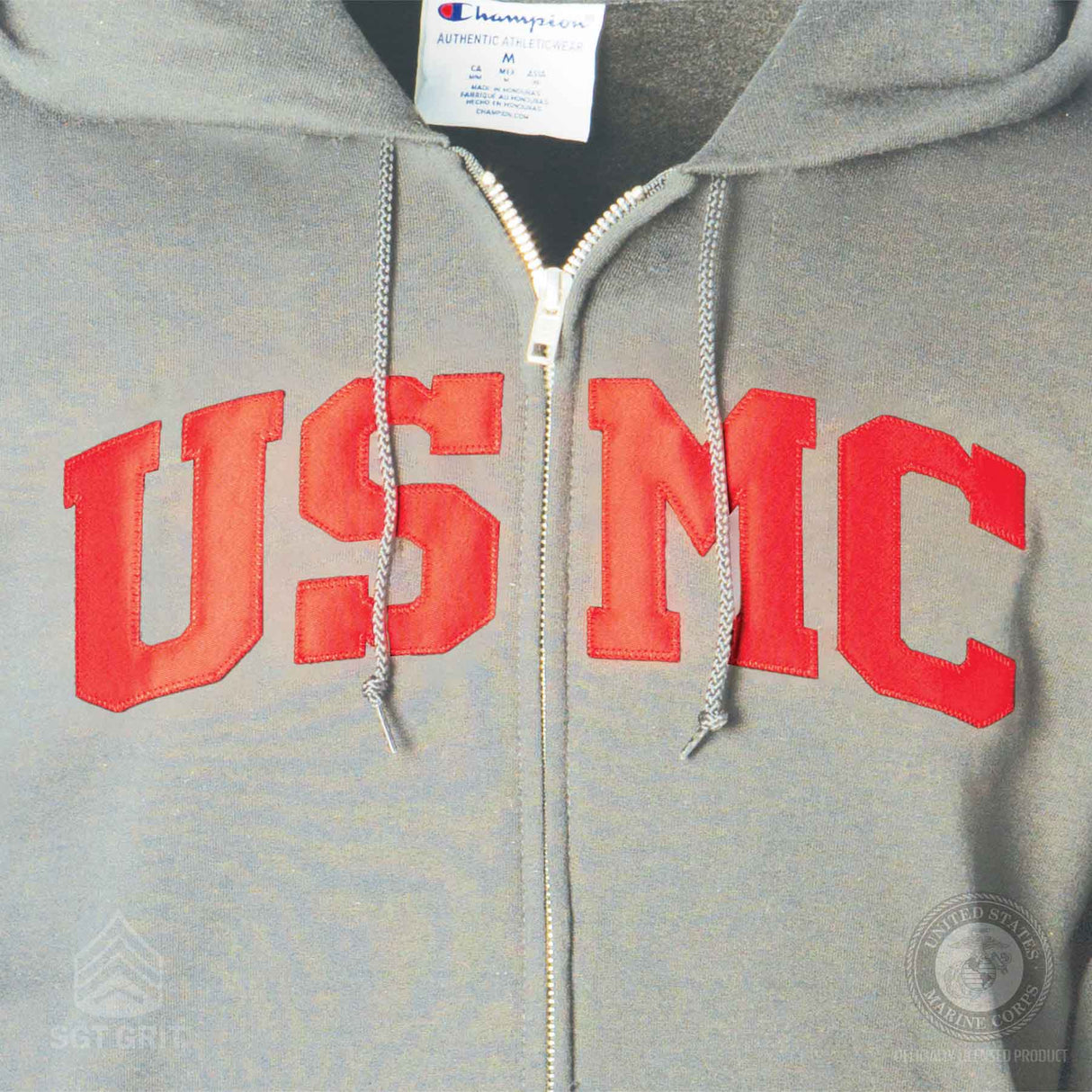 Champion Full Zip USMC Hoodie - SGT GRIT