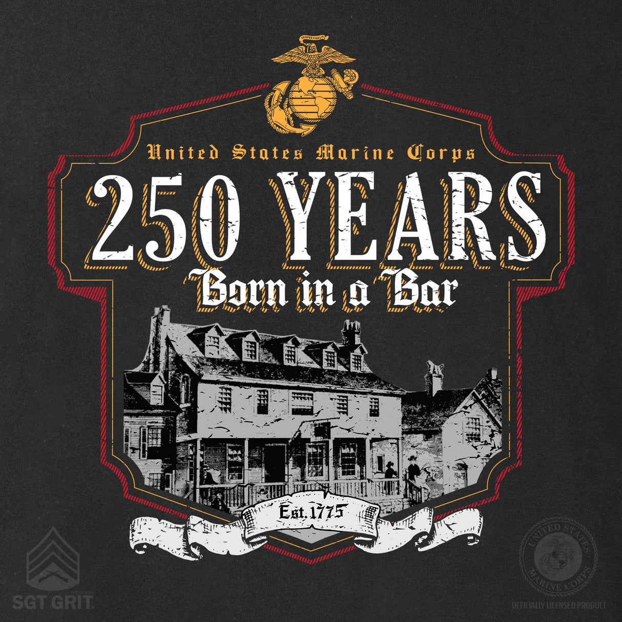 USMC Born in a Bar 250 Years Hoodie - SGT GRIT