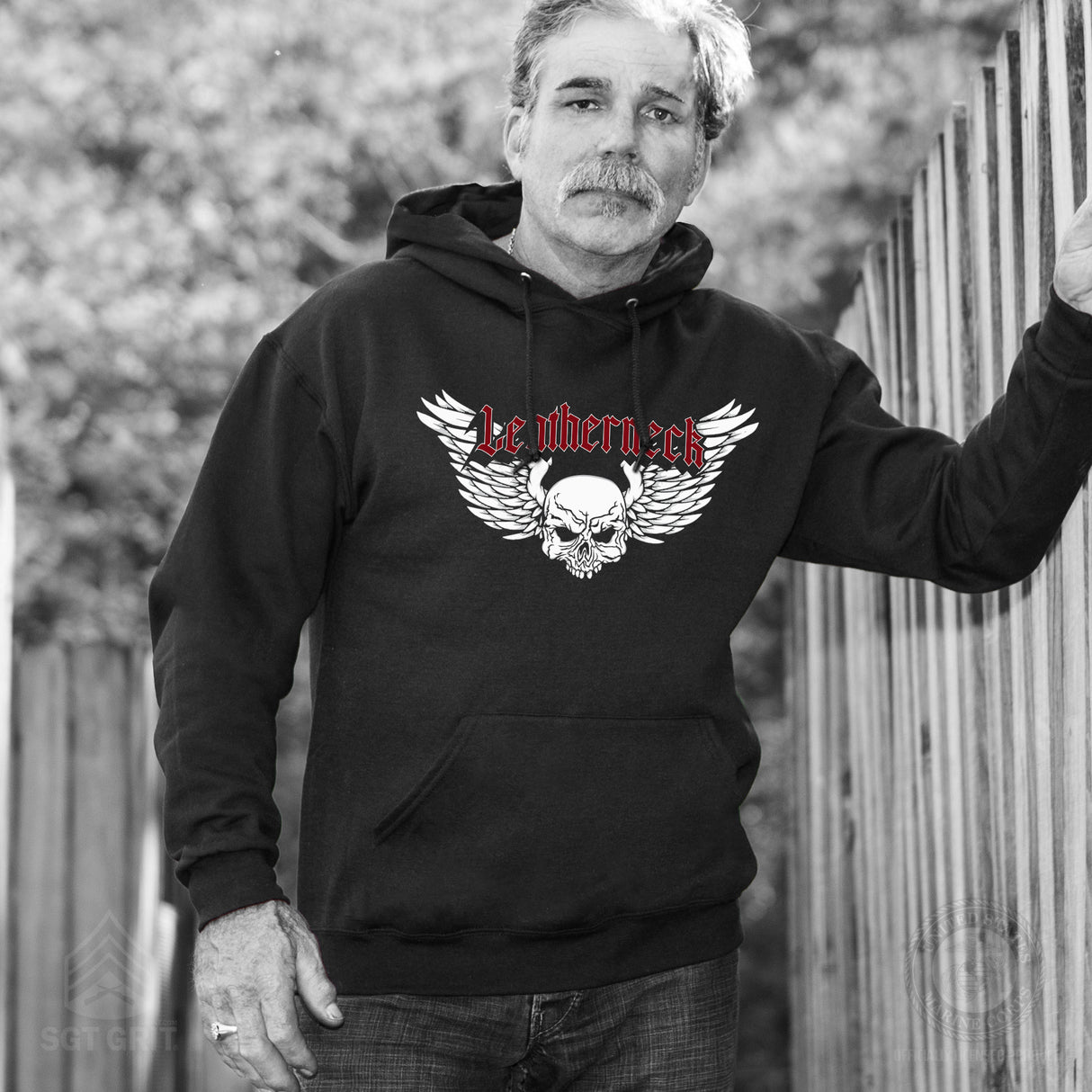 Leatherneck Skull Hoodie - Black - SGT GRIT