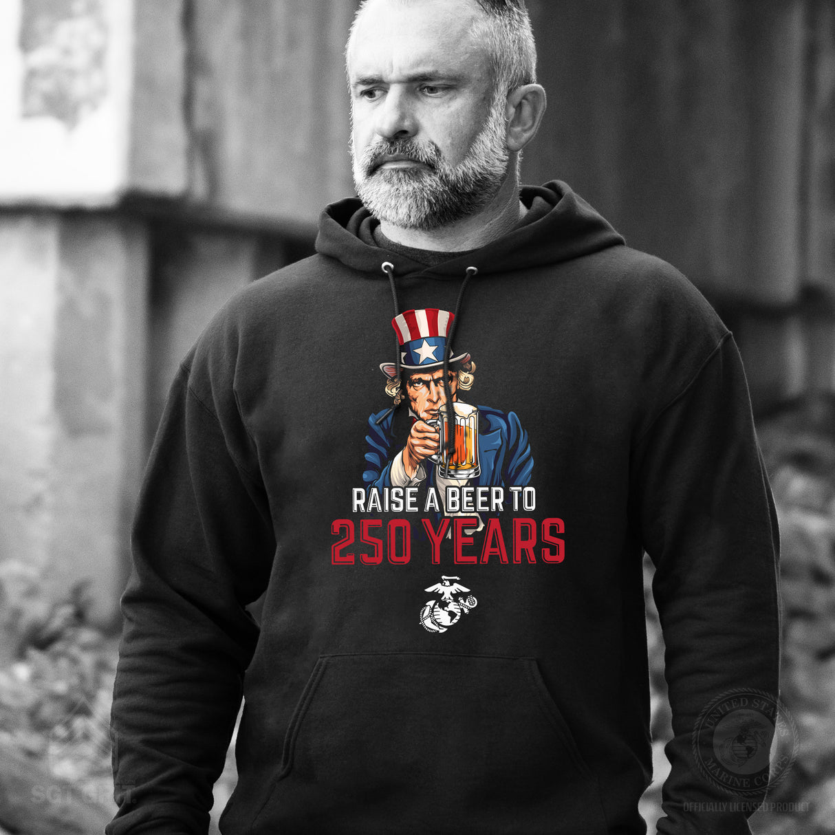 USMC Raise A Beer to 250 Years Hoodie - SGT GRIT