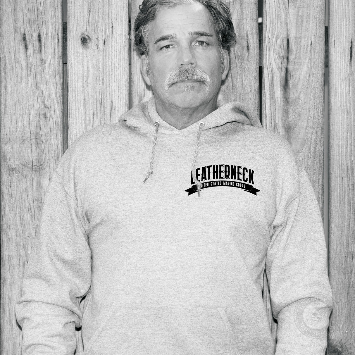 USMC Leatherneck Left Chest Hoodie- Gray - SGT GRIT