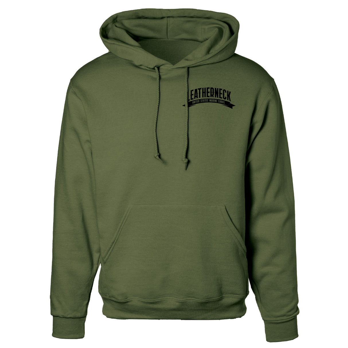 USMC Leatherneck Left Chest Hoodie- OD Green - SGT GRIT