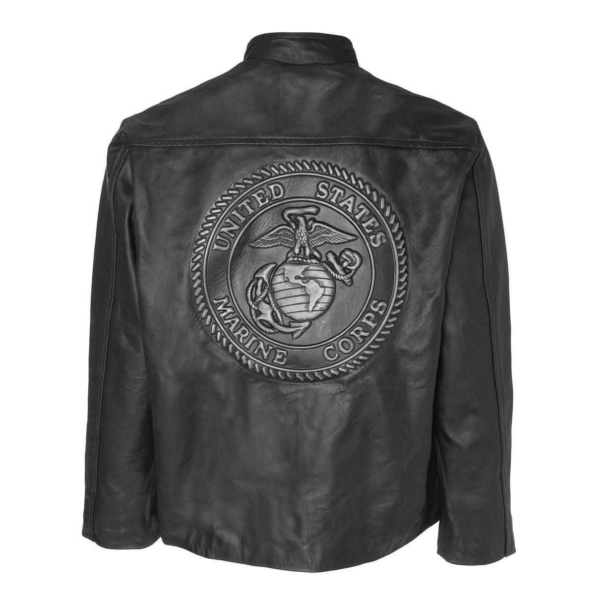 Black Leather Embossed Jacket - SGT GRIT