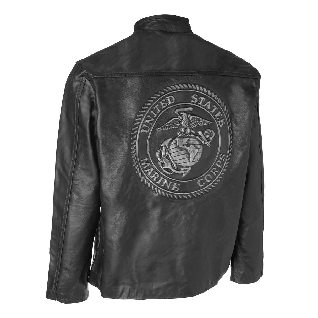 Black Leather Embossed Jacket - SGT GRIT