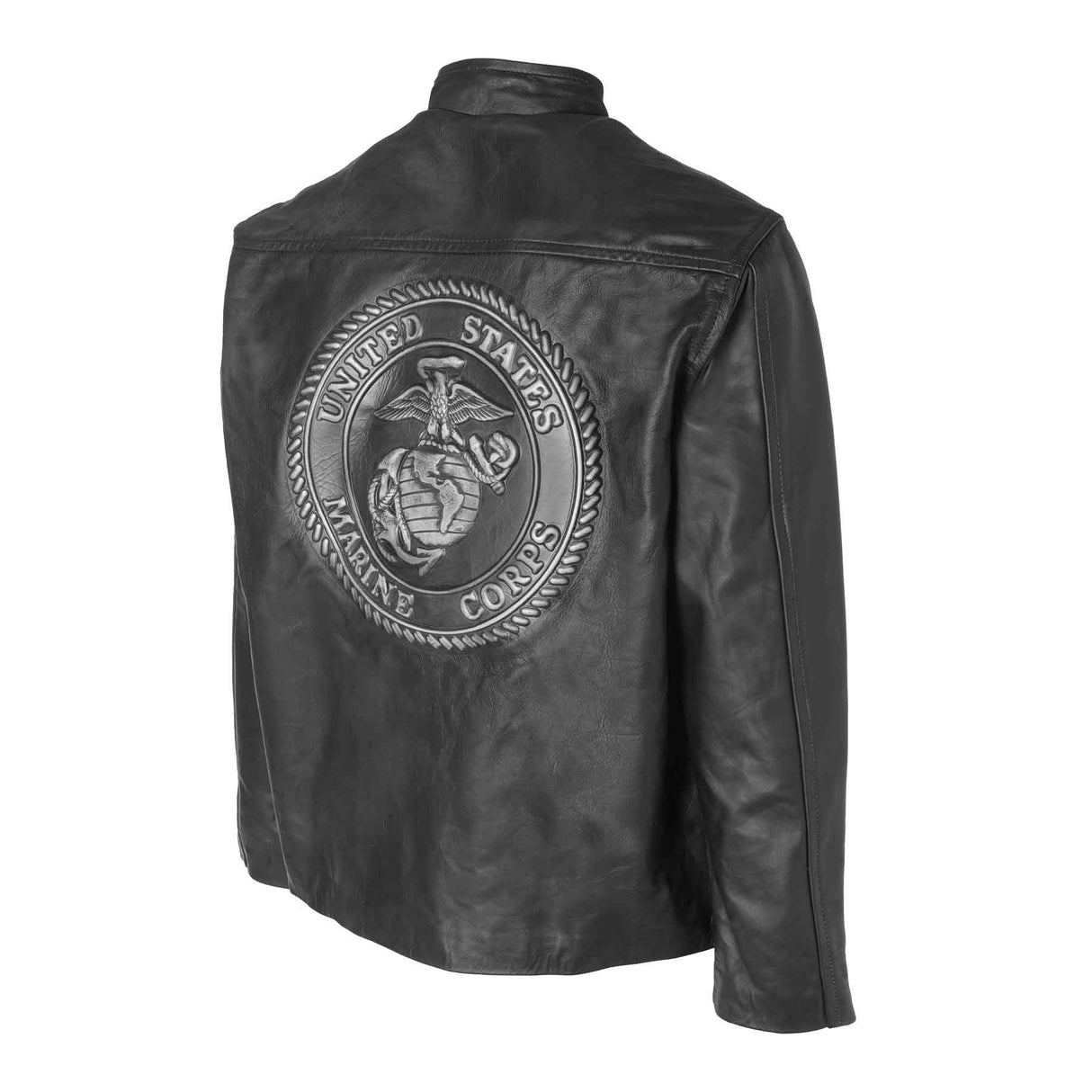 Black Leather Embossed Jacket - SGT GRIT
