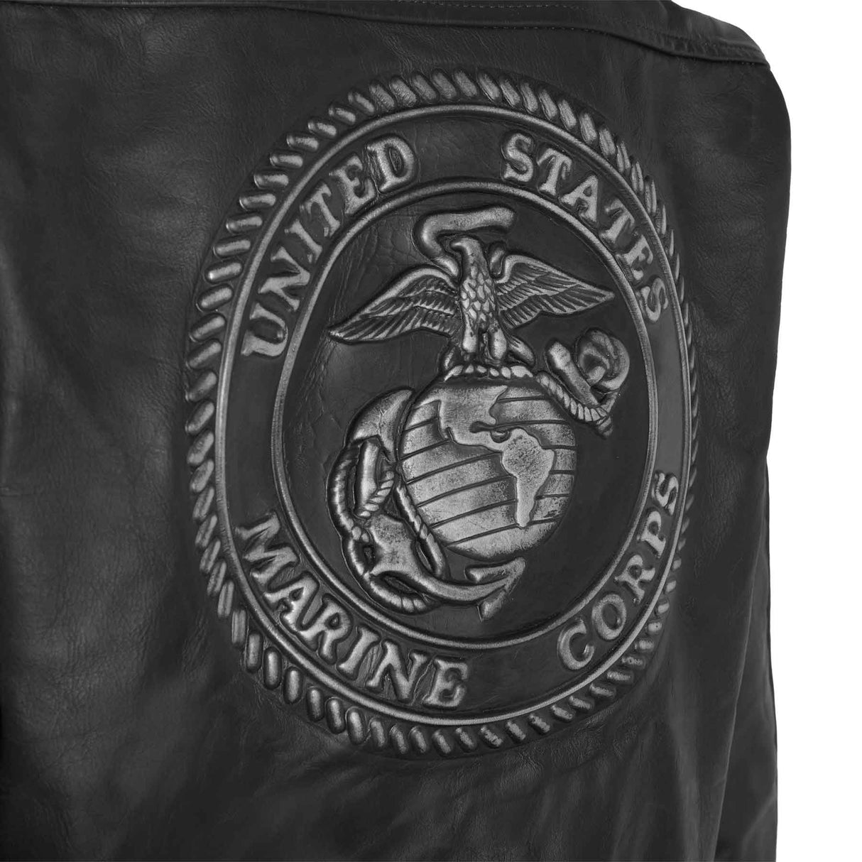 Black Leather Embossed Jacket - SGT GRIT