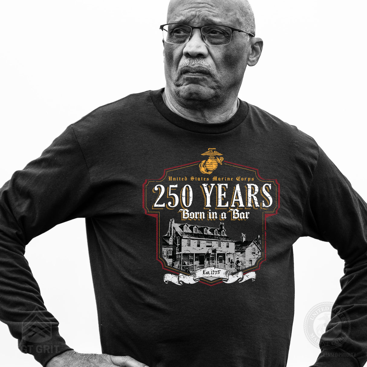 USMC Born in a Bar 250 Years Long Sleeve Shirt - SGT GRIT