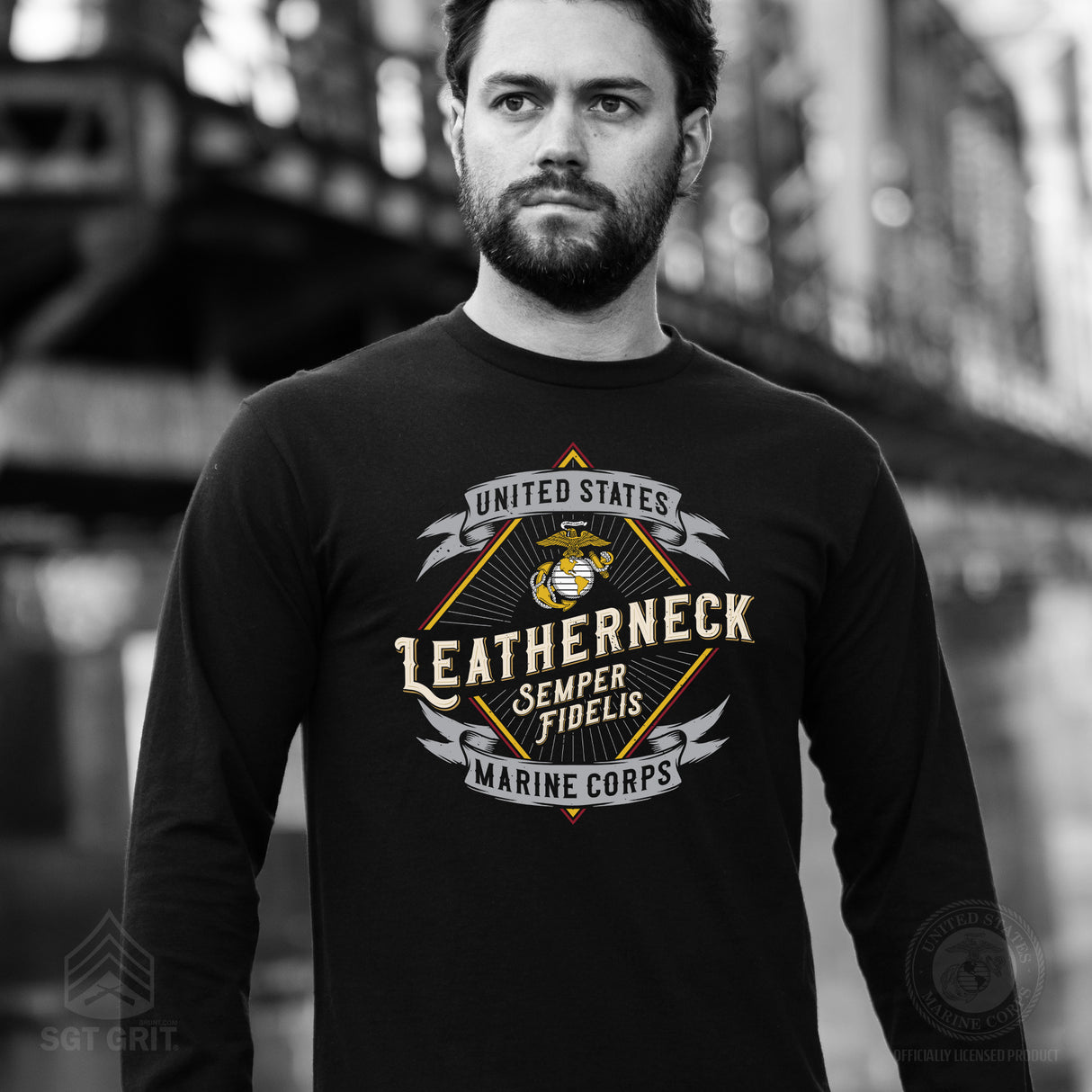 Marines Leatherneck Diamond Long Sleeve Shirt - SGT GRIT