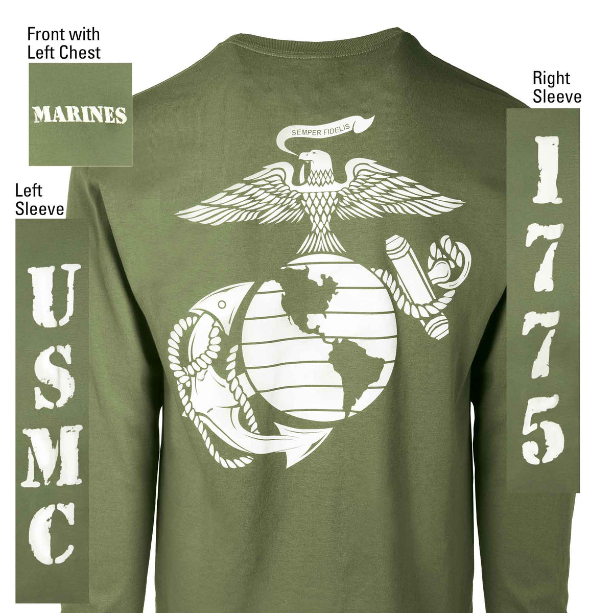 usmc long sleeve dress shirt USMC OD Long Sleeve T-shirt, L