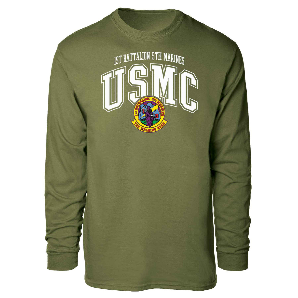 1st Battalion 9th Marines Arched Long Sleeve T-shirt - SGT GRIT