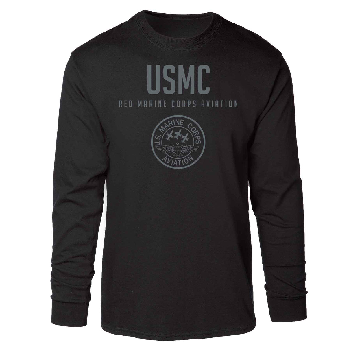 Red Marine Corps Aviation Tonal Long Sleeve T-shirt - SGT GRIT