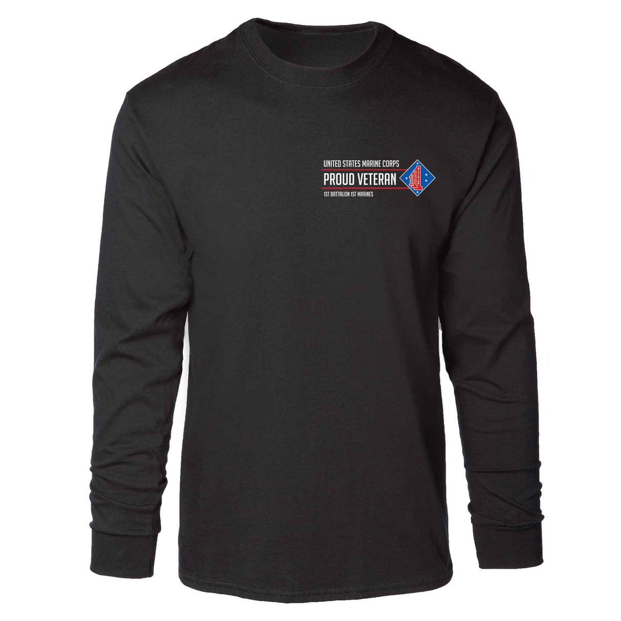 1st Battalion 1st Marines Proud Veteran Long Sleeve T-shirt - SGT GRIT