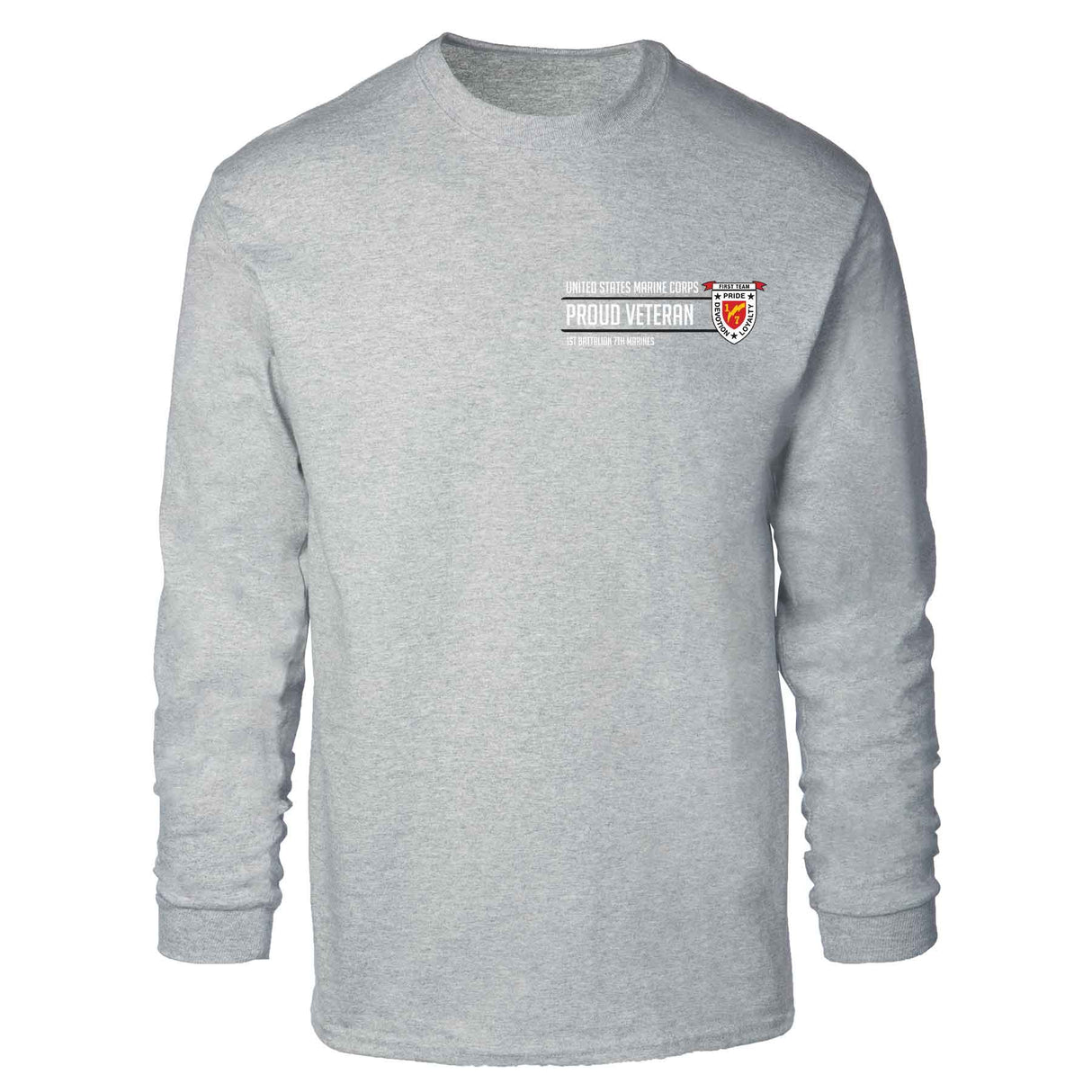 1st Battalion 7th Marines Proud Veteran Long Sleeve T-shirt - SGT GRIT