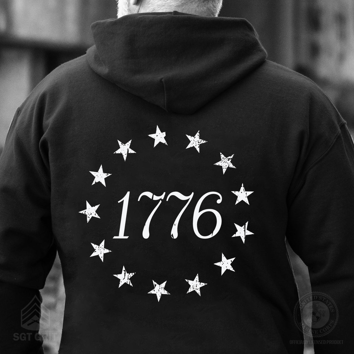 1776 Betsy Ross Flag Hoodie - Back Design - SGT GRIT