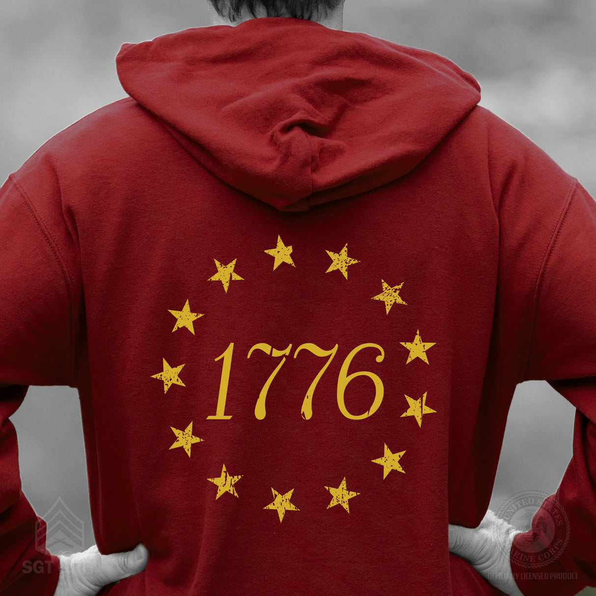 1776 Betsy Ross Flag Hoodie - Back Design - SGT GRIT