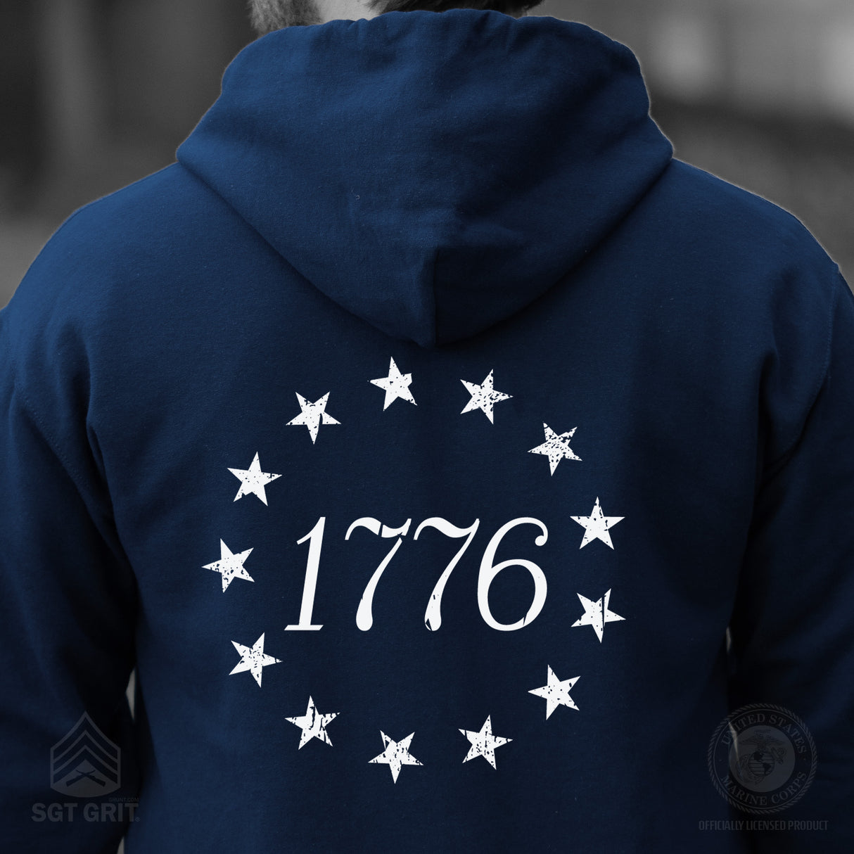 1776 Betsy Ross Flag Hoodie - Back Design - SGT GRIT