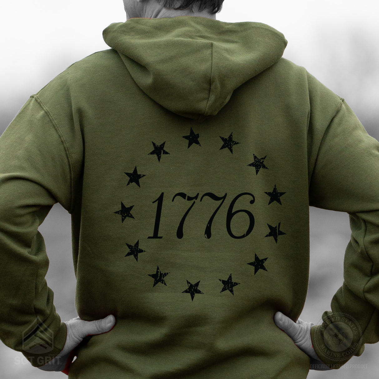 1776 Betsy Ross Flag Hoodie - Back Design - SGT GRIT