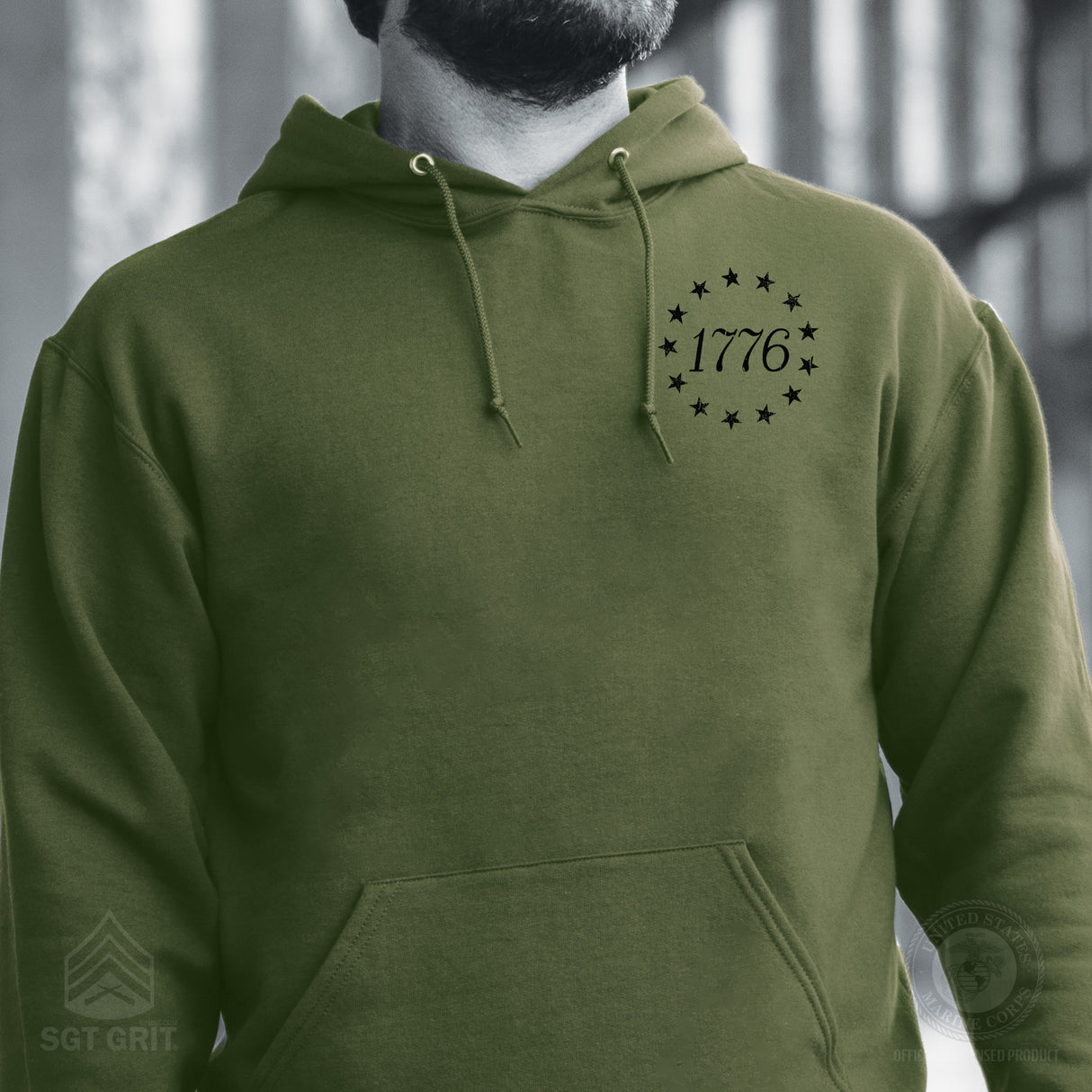 1776 Betsy Ross Flag Hoodie - Back Design - SGT GRIT