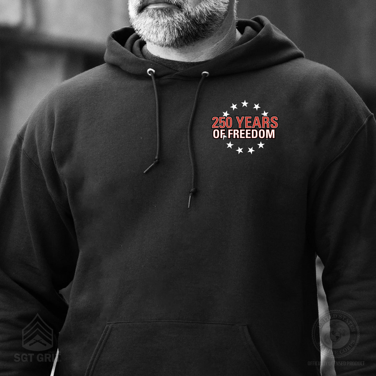 Cheers to 250 Years of Freedom Hoodie - Back Design - SGT GRIT