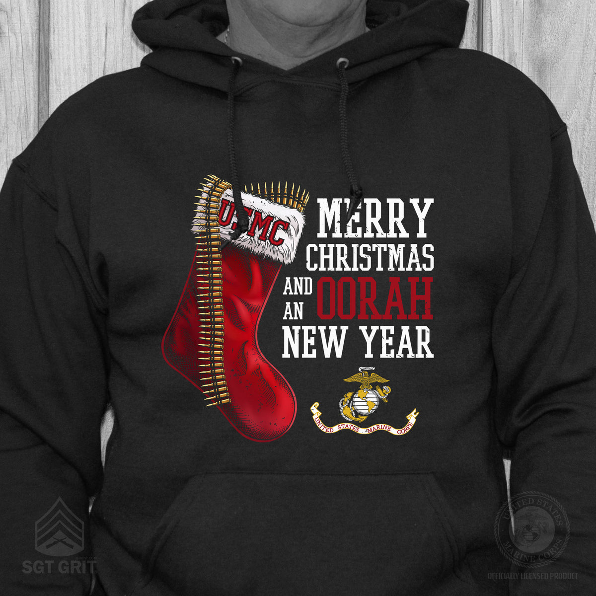 USMC Christmas Stocking Hoodie - SGT GRIT