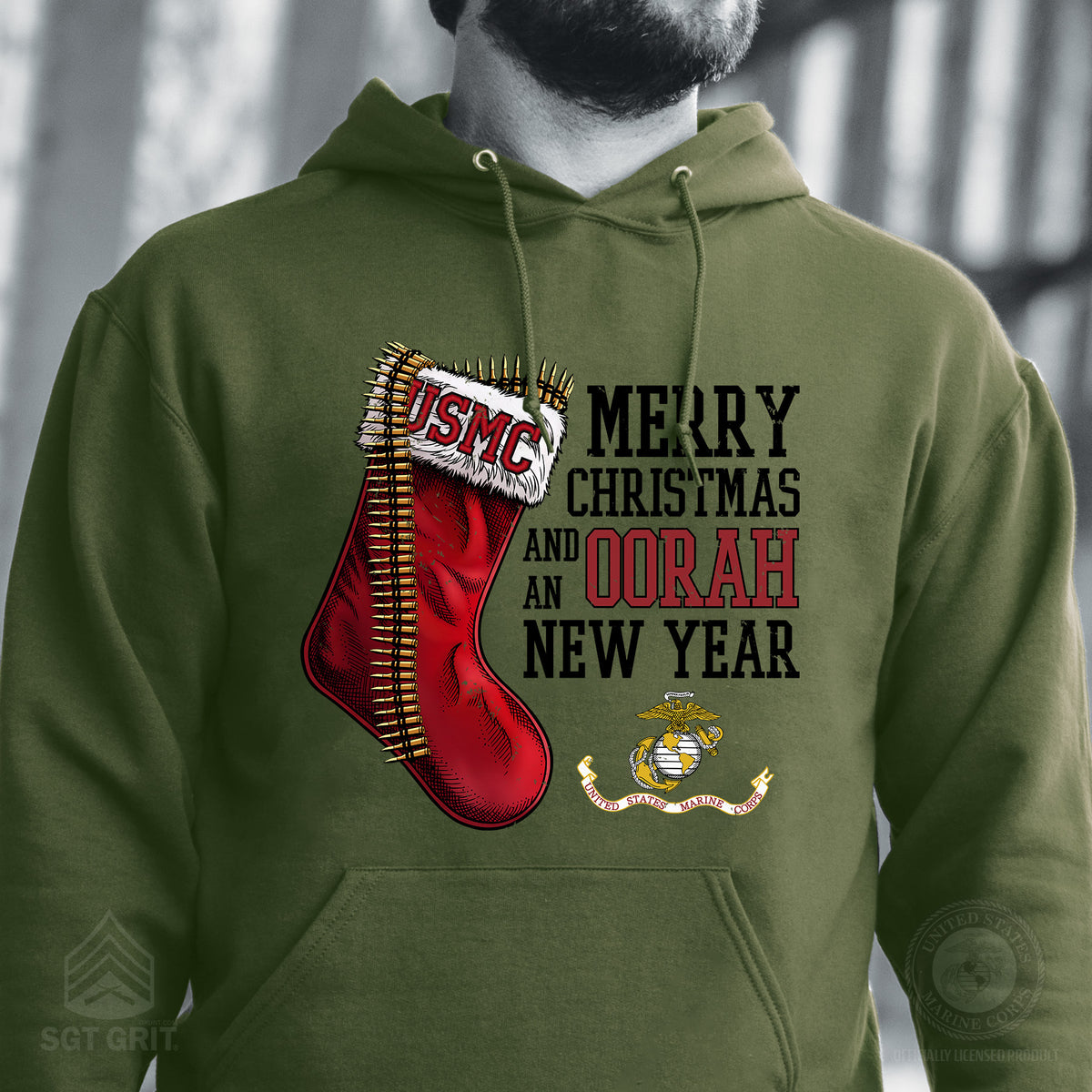 USMC Christmas Stocking Hoodie - SGT GRIT