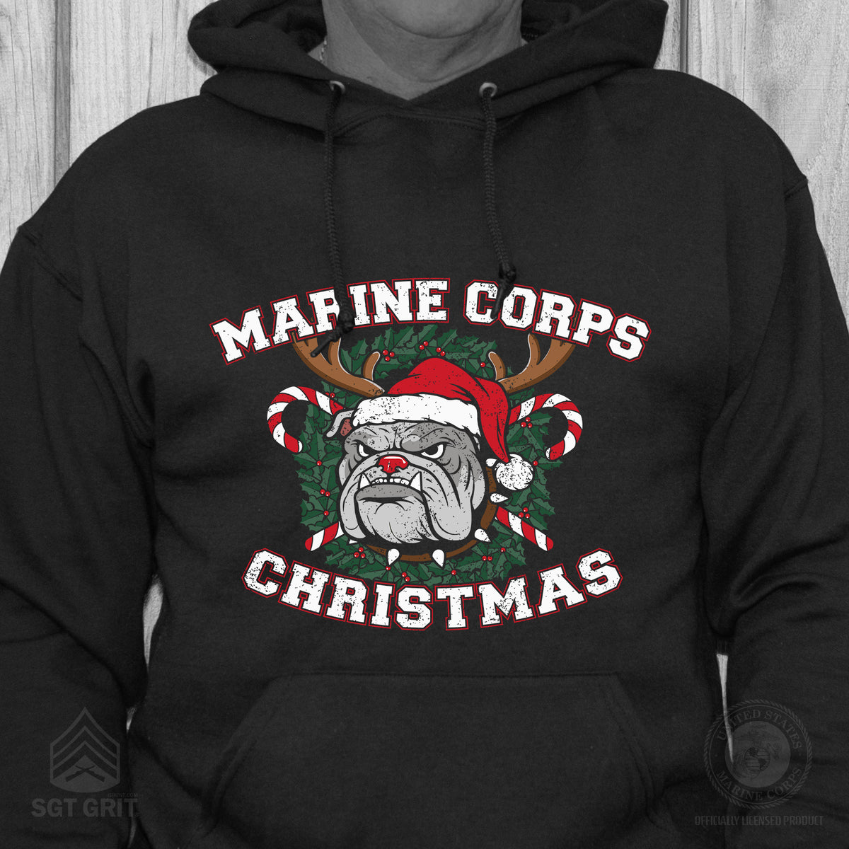 USMC Christmas Bulldog Hoodie - SGT GRIT