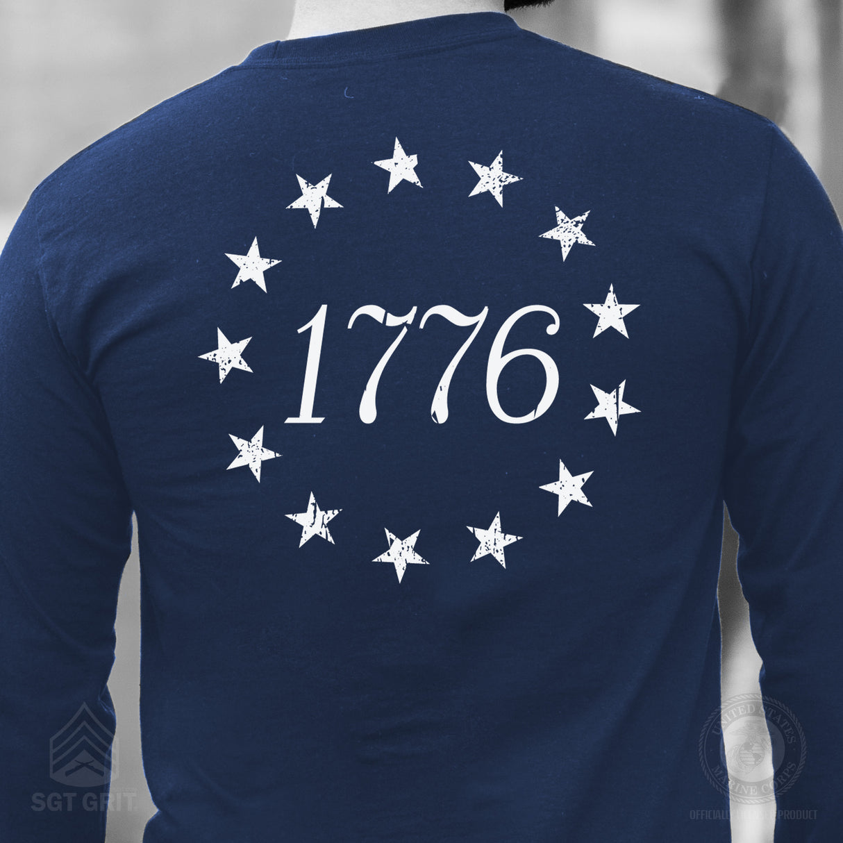 1776 Betsy Ross Flag Long Sleeve T-Shirt - Back Design - SGT GRIT