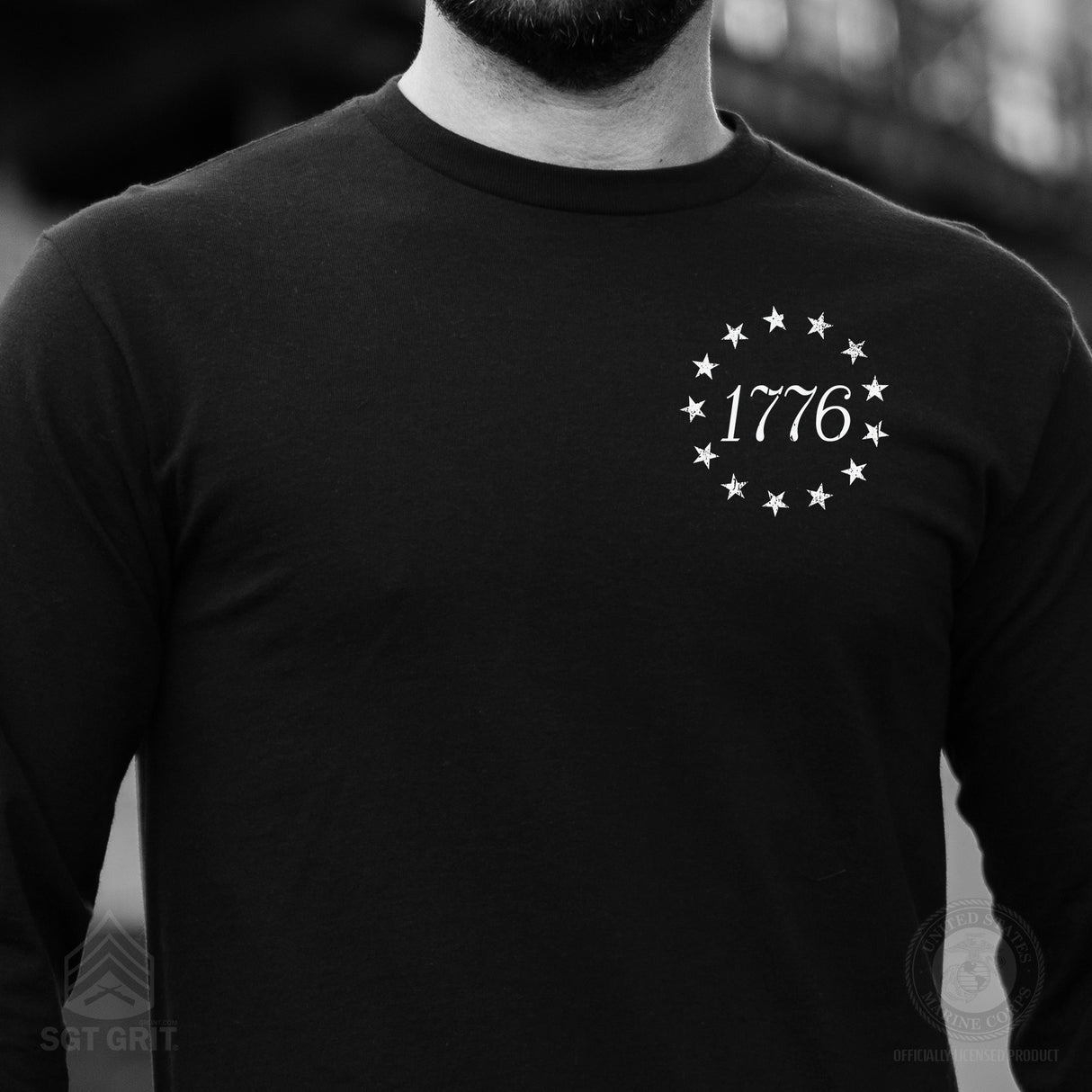 1776 Betsy Ross Flag Long Sleeve T-Shirt - Back Design - SGT GRIT