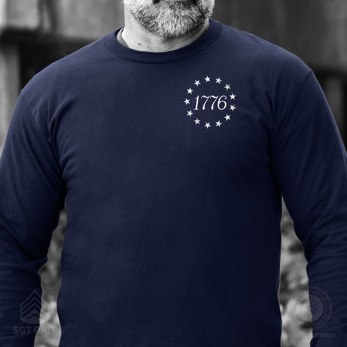 1776 Betsy Ross Flag Long Sleeve T-Shirt - Back Design - SGT GRIT
