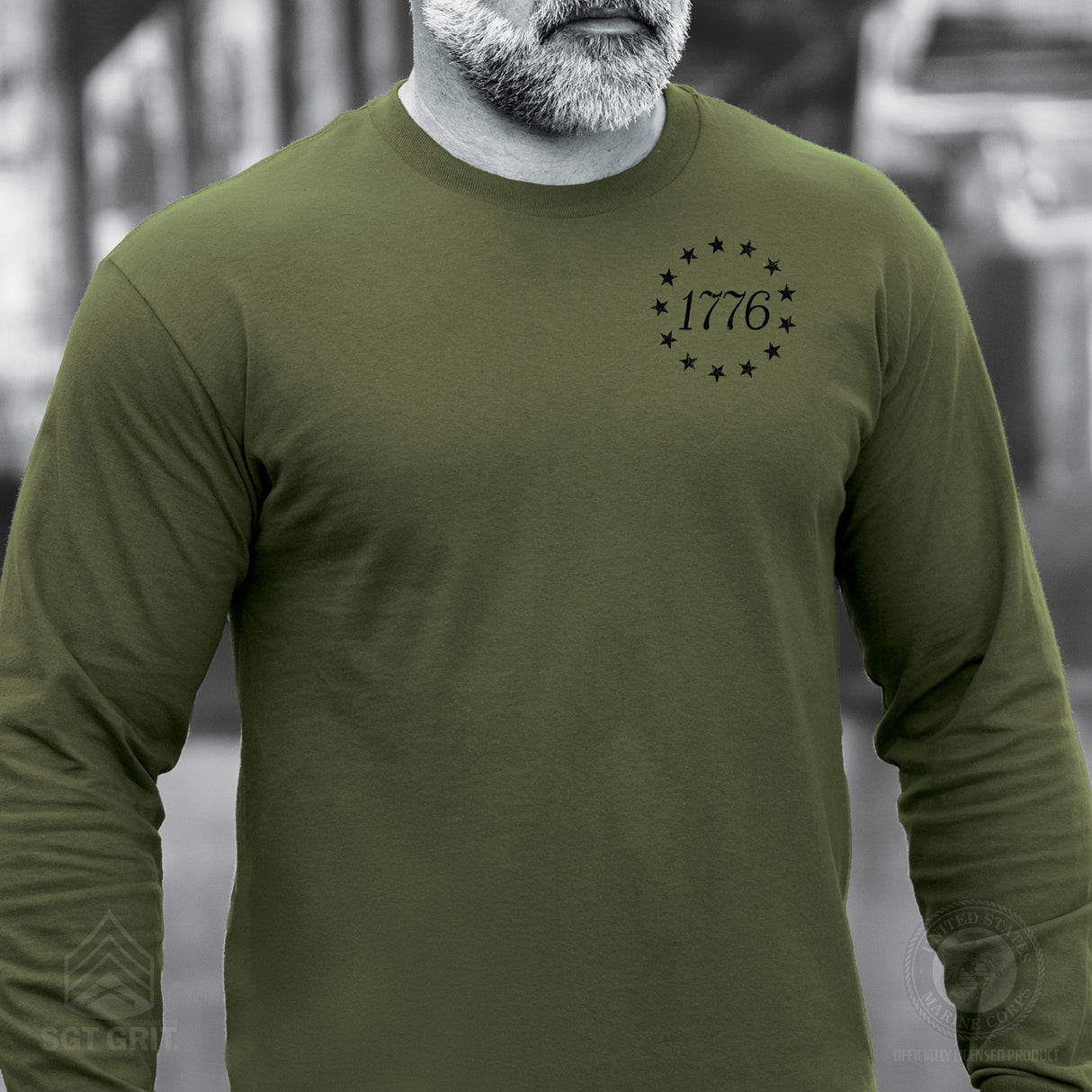 1776 Betsy Ross Flag Long Sleeve T-Shirt - Back Design - SGT GRIT