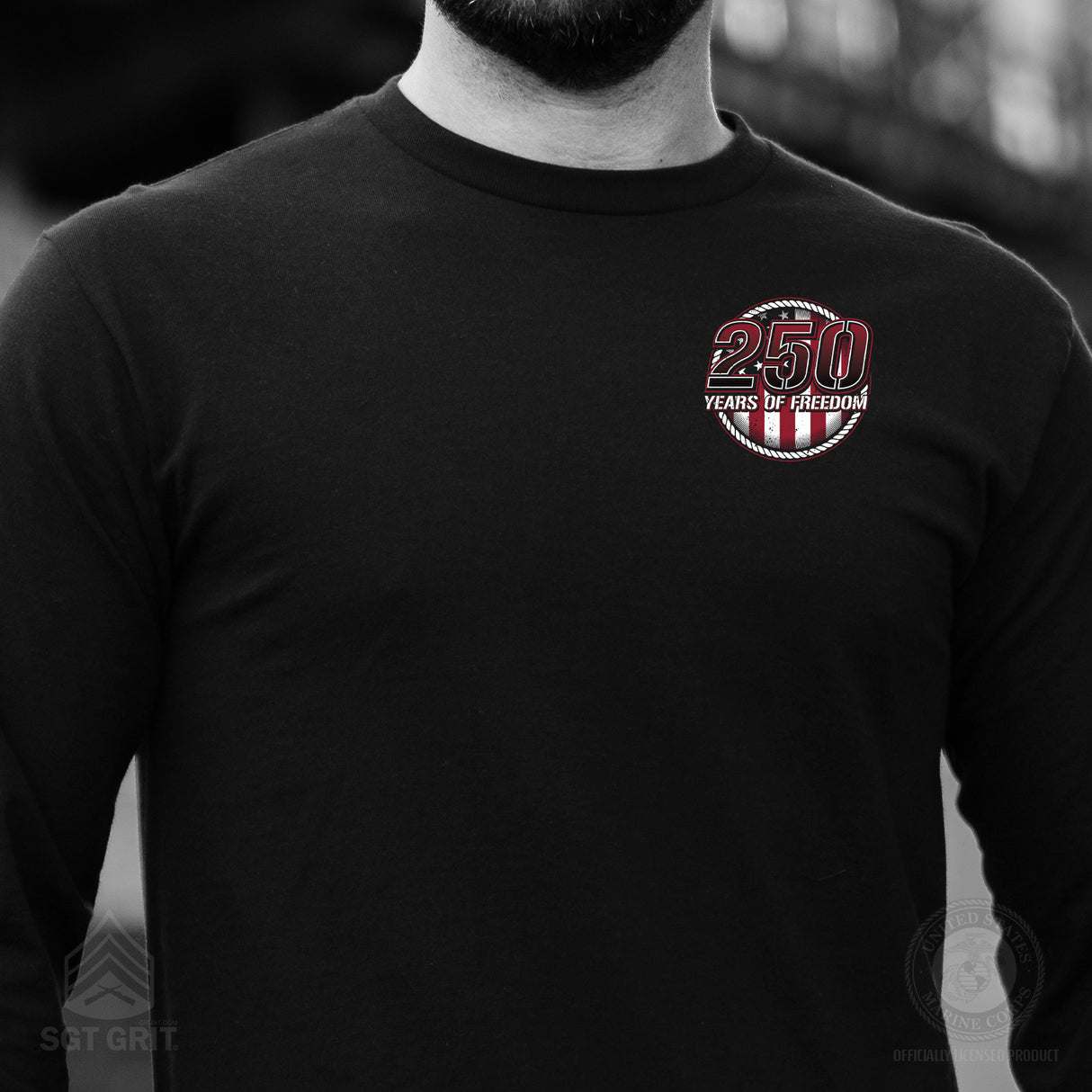 250 Years of Freedom Long Sleeve T-Shirt - Back Design - SGT GRIT